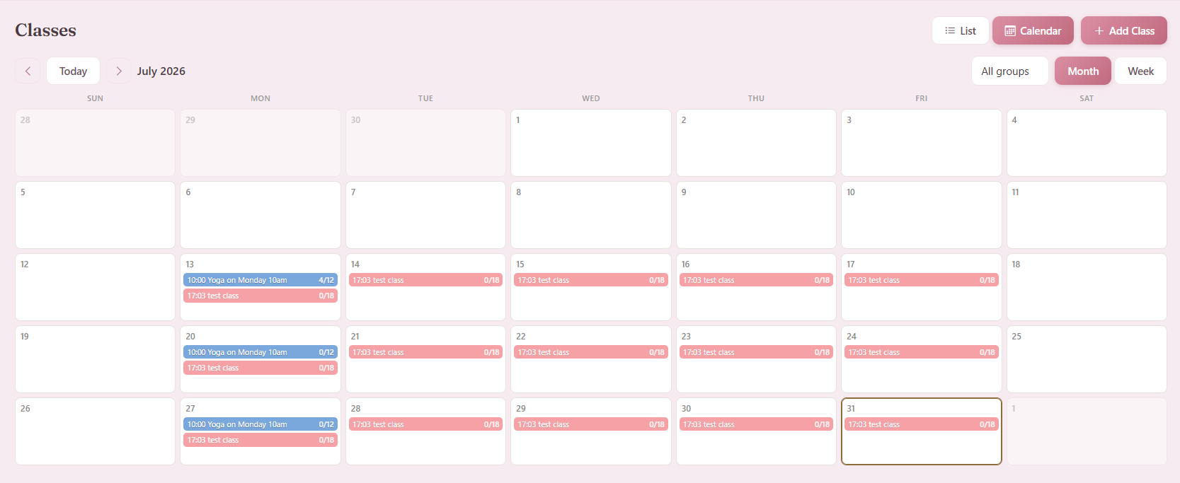 Class scheduling